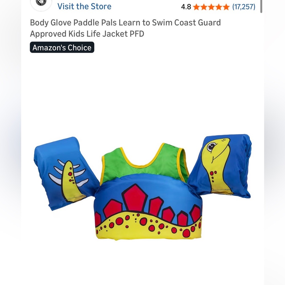 Coast Guard Approved Kids Swim Vest with Arm Floaties, Life Jacket